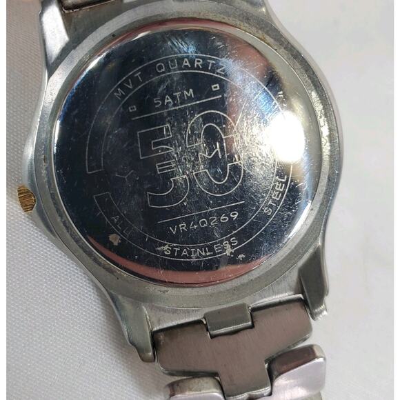 Yema Paris Watch Men Gold & Silver Tone 50M Date Steel 8" VR4Q269 MVT Quartz - Picture 11 of 11